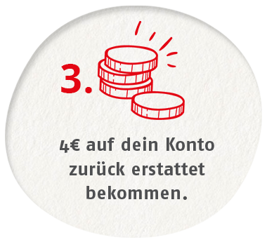 4€ auf dein Konto zurück erstattet bekommen.